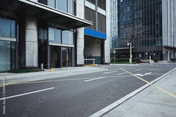Obraz Urban modern commercial buildings and space platforms - background pictures of automobile advertisements