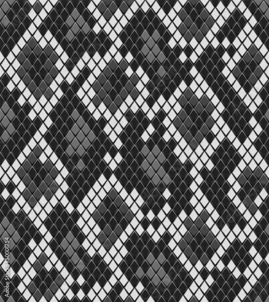 Fototapeta Snake or crocodile skin seamless pattern in grey, vector