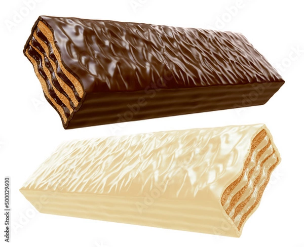 Obraz Chocolate coated on Crispy wafer, Design for Packaging Concept, with Clipping path 3d illustration