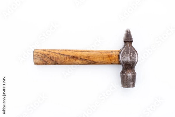 Obraz Old hammer on a white isolated background. Hand tool.