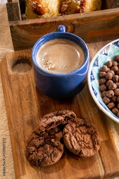 Obraz  Breakfast - Strawberry, Cereal, Coffee, Bread, Cookies