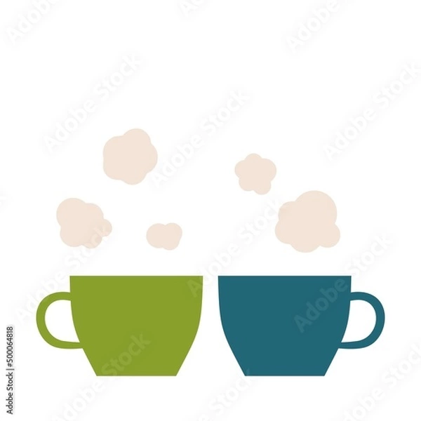 Obraz 2人でお茶しているイメージ　カップと湯気