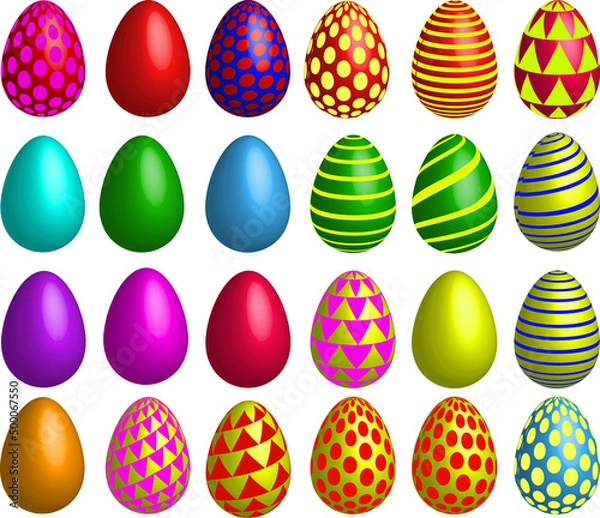 Obraz 3D colorful easter eggs set