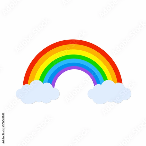 Obraz Rainbow and clouds isolated on white background. Vector stock