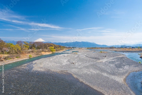 Fototapeta 釜無川信玄堤からの富士山