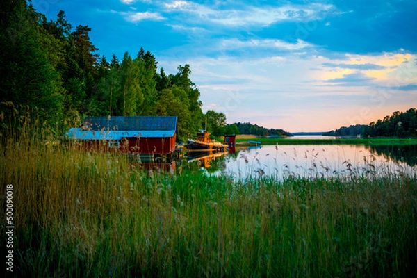 Obraz Swedish Sunset at a lake