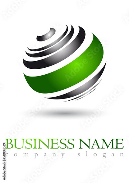 Obraz Business logo 3D green sphere design