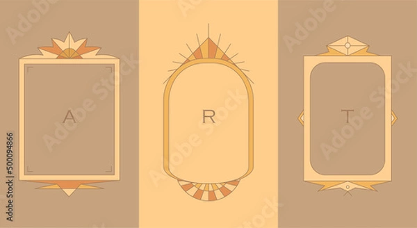 Obraz Hippie style frames and borders with copy space for text - vector design templates.