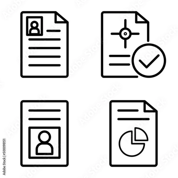 Fototapeta Docs1-2 Flat Icon Set Isolated On White Background