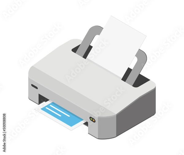 Fototapeta Vector isometric illustration, 3d printer icon, printing device