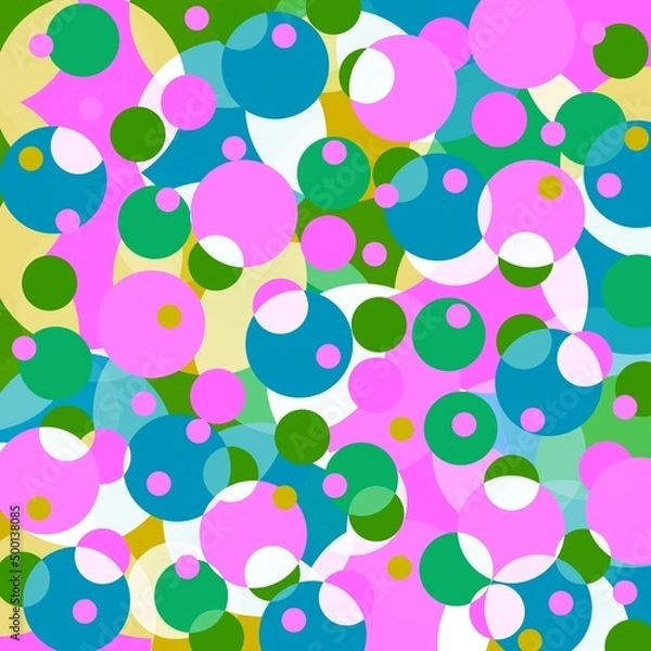 Obraz Pink green turquoise dots and circles on a vintage background. Decorative ornamental pattern of round elements. Geometric ornament. Space for creative ideas and graphic design.