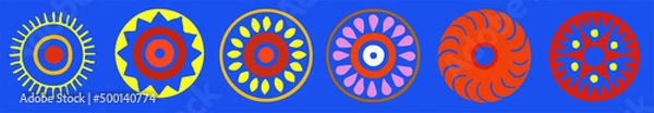 Fototapeta Petal circle decoration element on white isolated background. Circular sign. Vector illustration