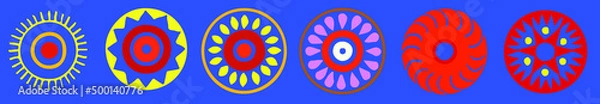 Fototapeta Petal circle decoration element on white isolated background. Circular sign. Vector illustration
