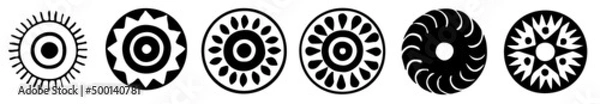 Fototapeta Petal circle decoration element on white isolated background.