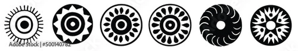 Fototapeta Petal circle decoration element on white isolated background. Circular sign. Vector illustration