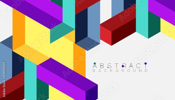 Fototapeta Abstract background. 3d cubes, cubic elements and blocks. Techno or business concept for wallpaper, banner, background, landing page