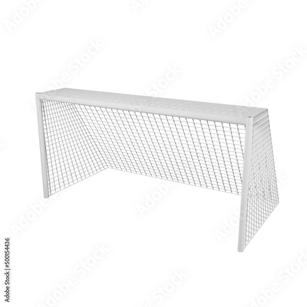 Fototapeta 3D render right hand view goal football isolated on white background