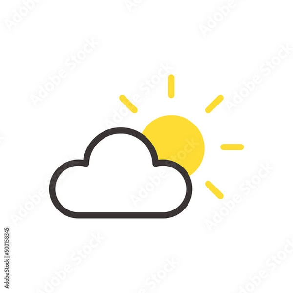 Obraz 雲から覗くお日様のお天気アイコン　ベクターイラスト素材