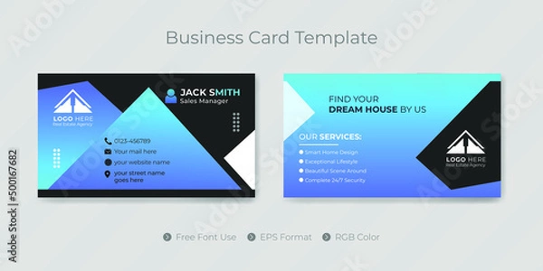 Fototapeta Minimal real estate business card design or visiting name card template