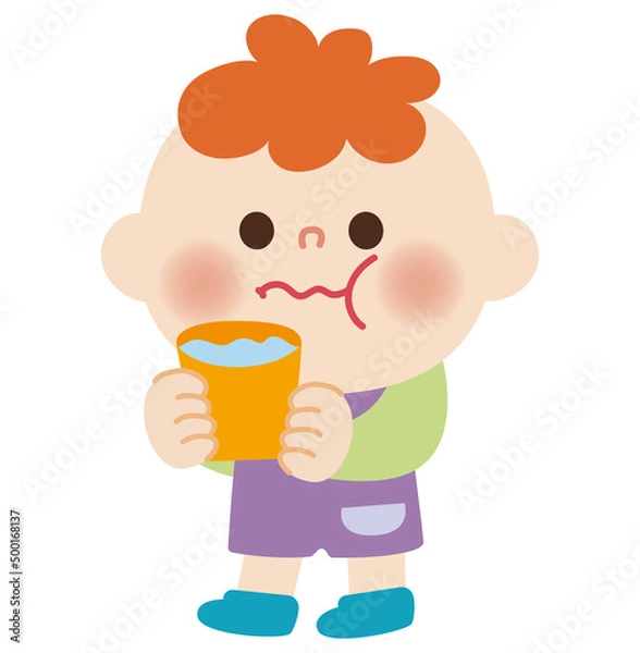 Obraz ぶくぶくうがいをしているこどものイラスト