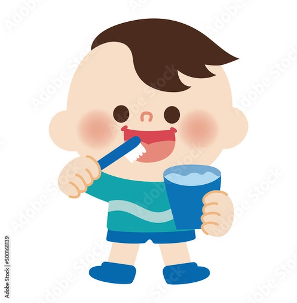 Obraz 歯磨きをするこどものイラスト