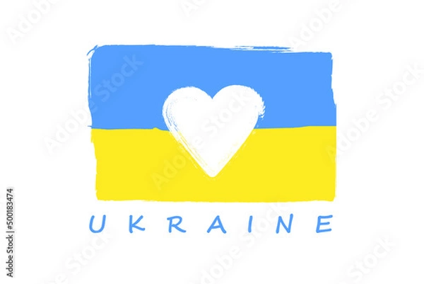 Obraz Ukrainian flag with heart shape inside it. Vector illustration.
