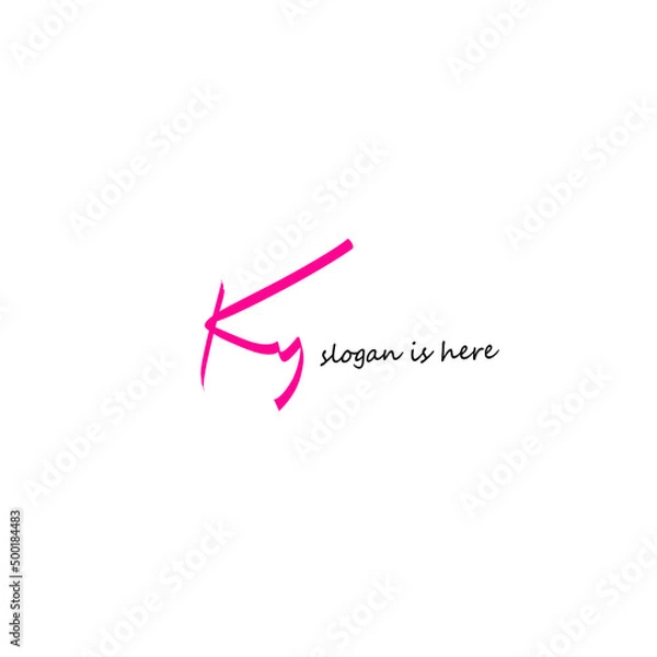 Fototapeta Initial Letter Ky Logo - Handwritten Signature Logo