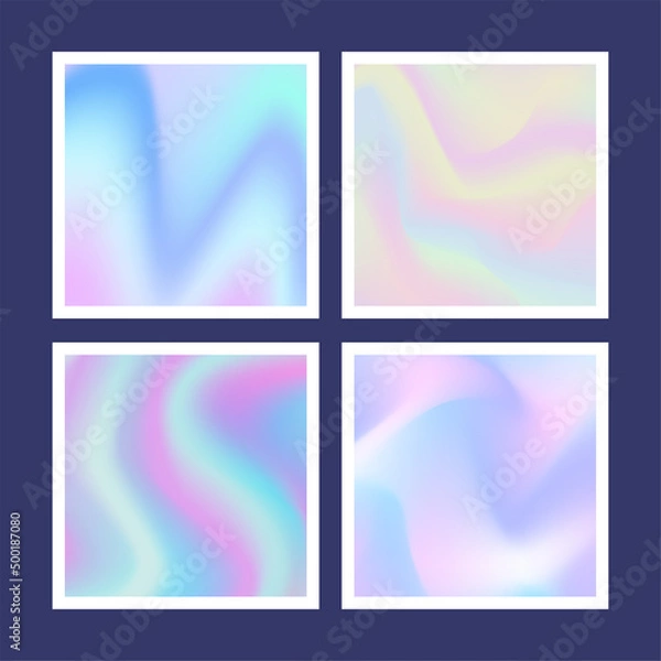 Fototapeta Holographic gradient background design set. Vector illustration