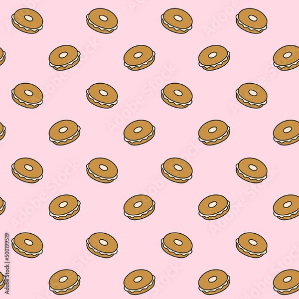 Obraz Donut simple vector seamless pattern, doodle donut background