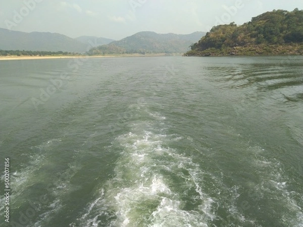 Obraz river and mountains