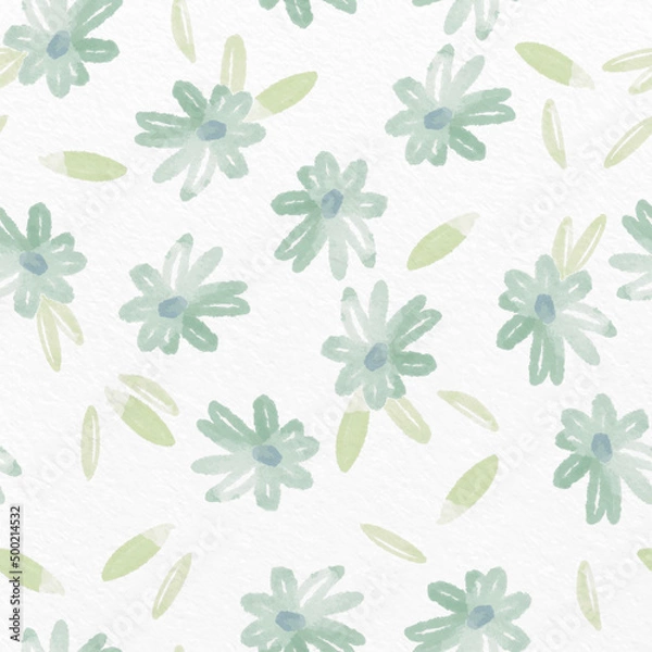 Fototapeta seamless nature pattern background with watercolour flower, greeting card or fabric