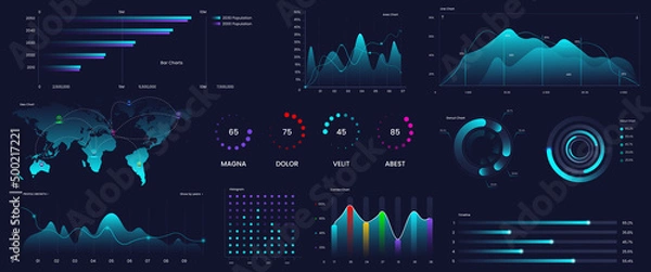 Fototapeta Ultimate infographic chart elements set with colorful chart design
