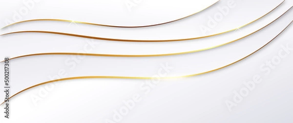 Obraz Abstract grey and gold background poster with dynamic waves. technology network Vector illustration.