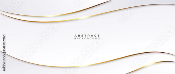 Fototapeta Abstract grey and gold background poster with dynamic waves. technology network Vector illustration.
