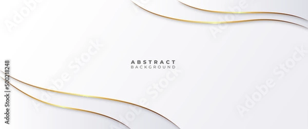 Obraz Abstract grey and gold background poster with dynamic waves. technology network Vector illustration.