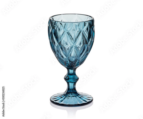 Fototapeta Empty colored glass, tumbler, shot glass for drinks isolated on white background. Ware for bar, restaurant, pub, cafe.