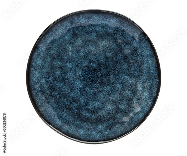 Obraz Plate on a white isolated background. View from above. Small flat round plate.