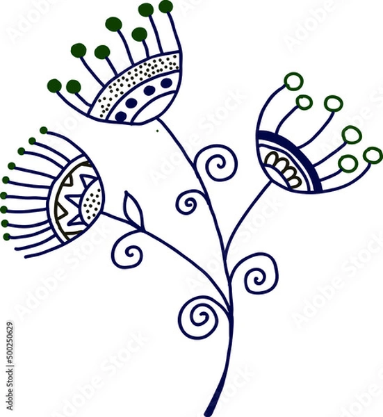 Fototapeta Decorative plant in ethnic style. Vector file for designs.