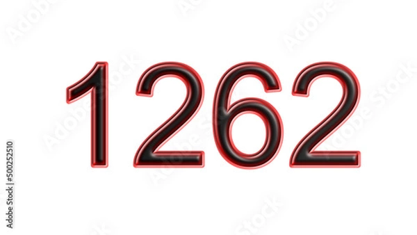 Fototapeta red 1262 number 3d effect white background