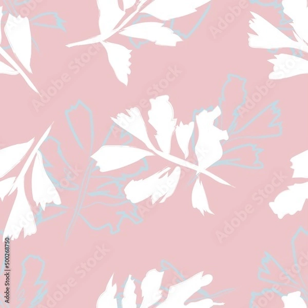 Fototapeta Brush Strokes Leaf Seamless Pattern Design
