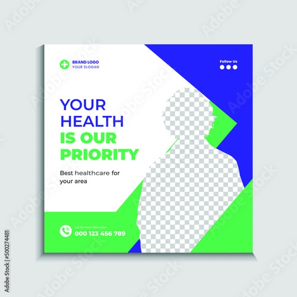 Fototapeta Healthcare social media instagram banner post template or square flyer template Vector