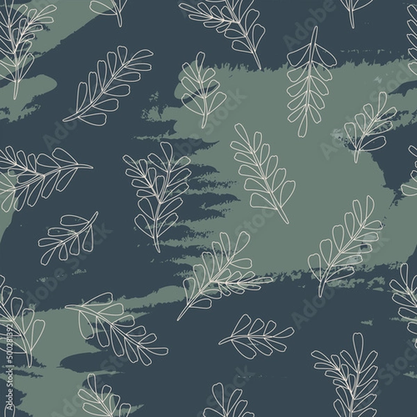Obraz Seamless pattern with light twigs and dark spots. Vector.