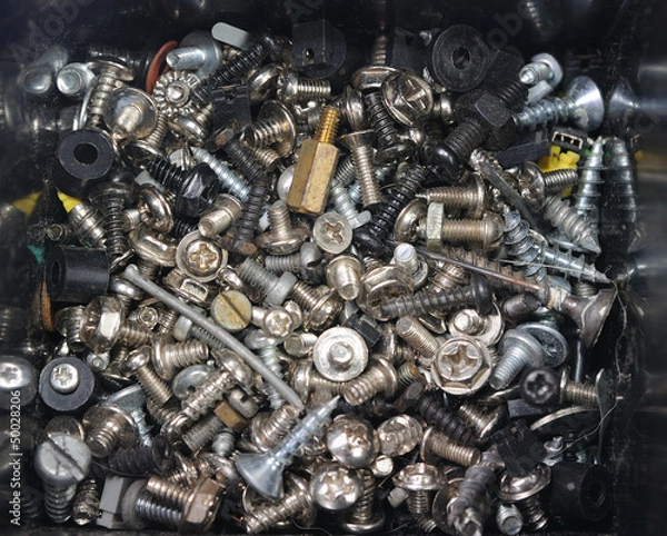 Fototapeta Śrubki, nakrętki, drobne elementy