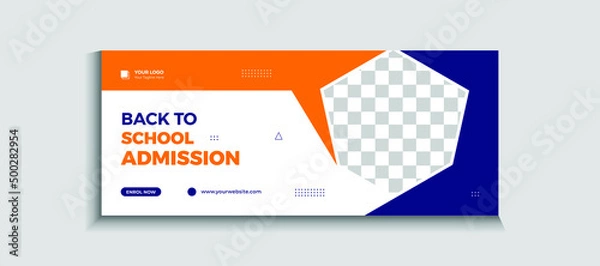 Obraz Back to school admission web banner or social media template Vector