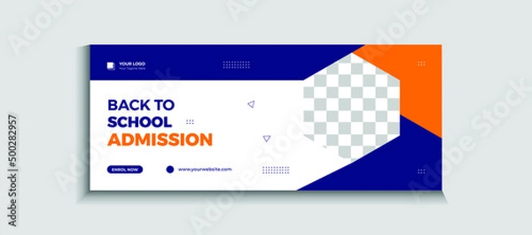 Obraz Back to school admission web banner or social media template Vector