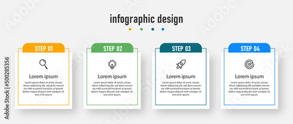 Fototapeta Business info graphics template. time line with 4 steps, options. can be used for work flow diagram, info chart, web design