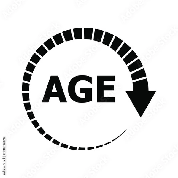 Fototapeta Age icon design. vector illustration. arrow symbol. Age limit concept. 