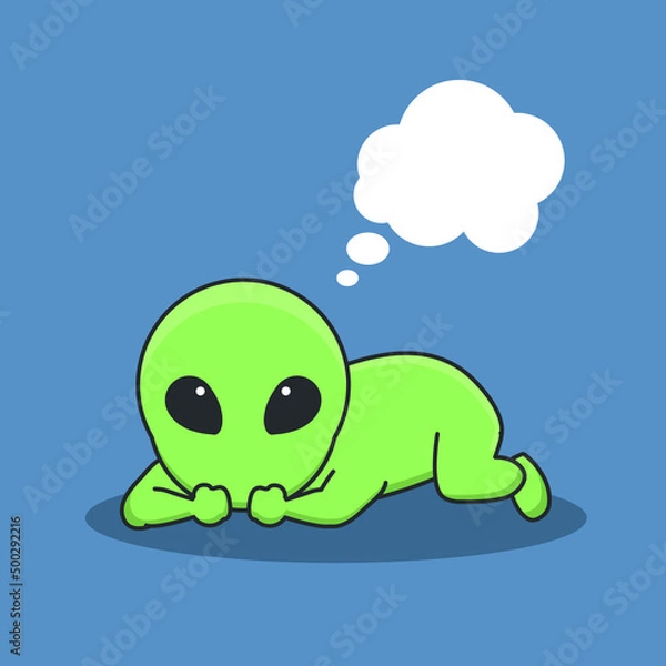 Fototapeta alien astronaut  galaxy universe space robot interstellar cute character vector icon cartoon doodle