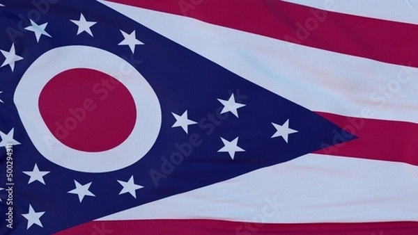 Obraz Flag of Ohio state, region of the United States, waving at wind. 3d rendering