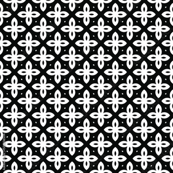 Fototapeta Black and white seamless pattern texture. Greyscale ornamental graphic design. Mosaic ornaments. Pattern template. Vector illustration. EPS10.